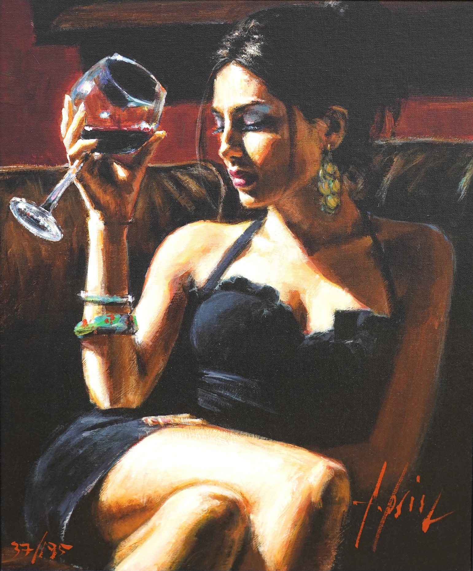 Fabian Perez (Argentine, b.1967), hand embellished giclée print on canvas, 'Tess IV' limited edition 37/195, certificate of authenticity verso, 59 x 49cm